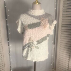 Vintage Palm Springs Yacht Club Knit Floral Sweater Top L Fits S/M